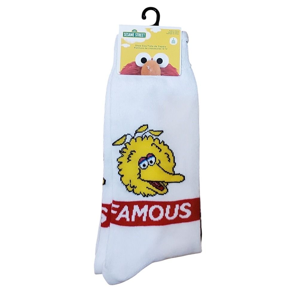 Sesame Street Big Bird & Elmo Crew Socks 2 Pairs New Men's‎
